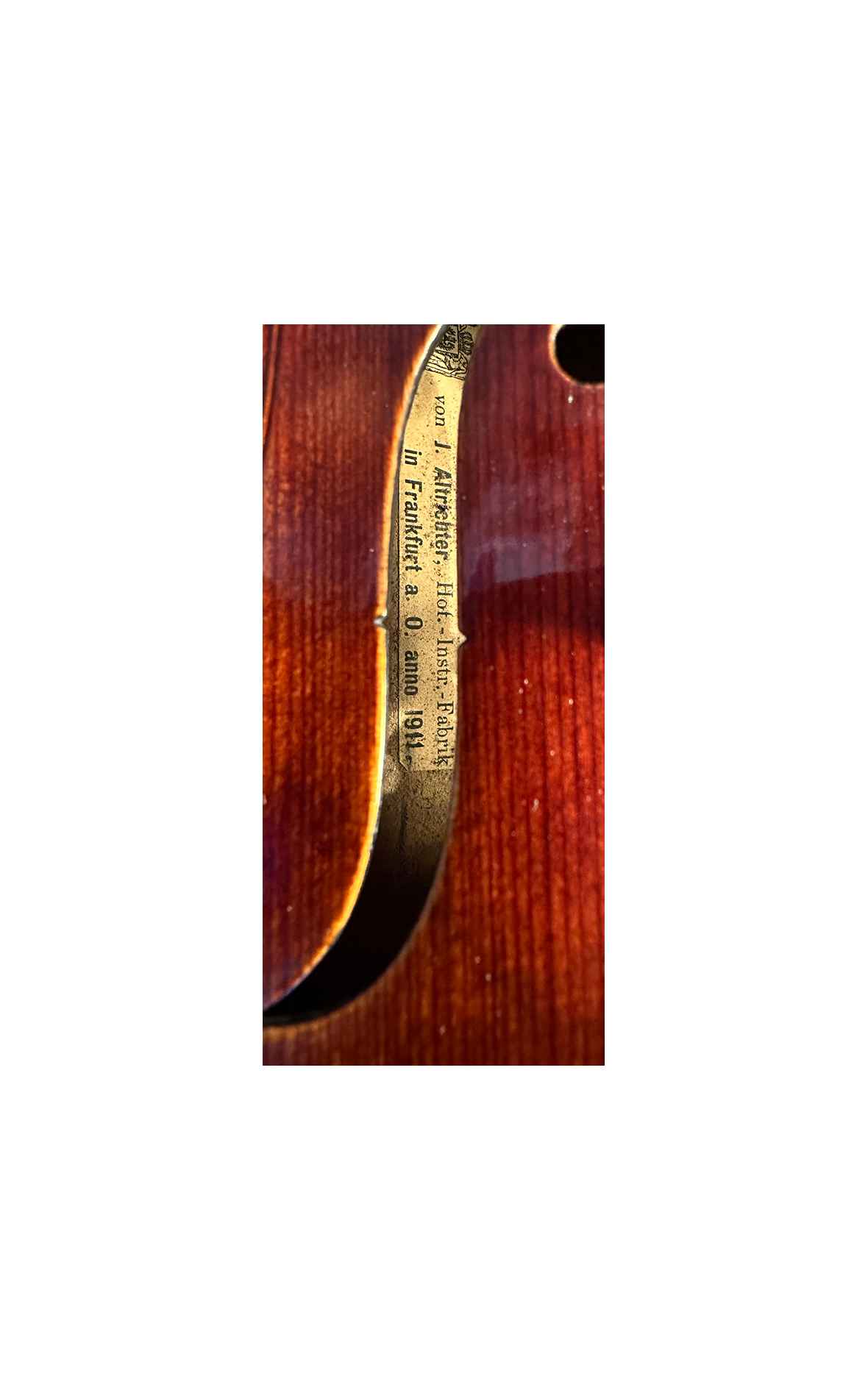 【選定分類：III-⑨オールド・ファクトリーメード・仏蘭西】Violin Ascribed to ALDRIC,18？？●国内表板オープン修復・セッティング・調整済●演奏会即可 Old violin from Markneukirchen, Joseph Altrichter Frankfurt Oder 1911