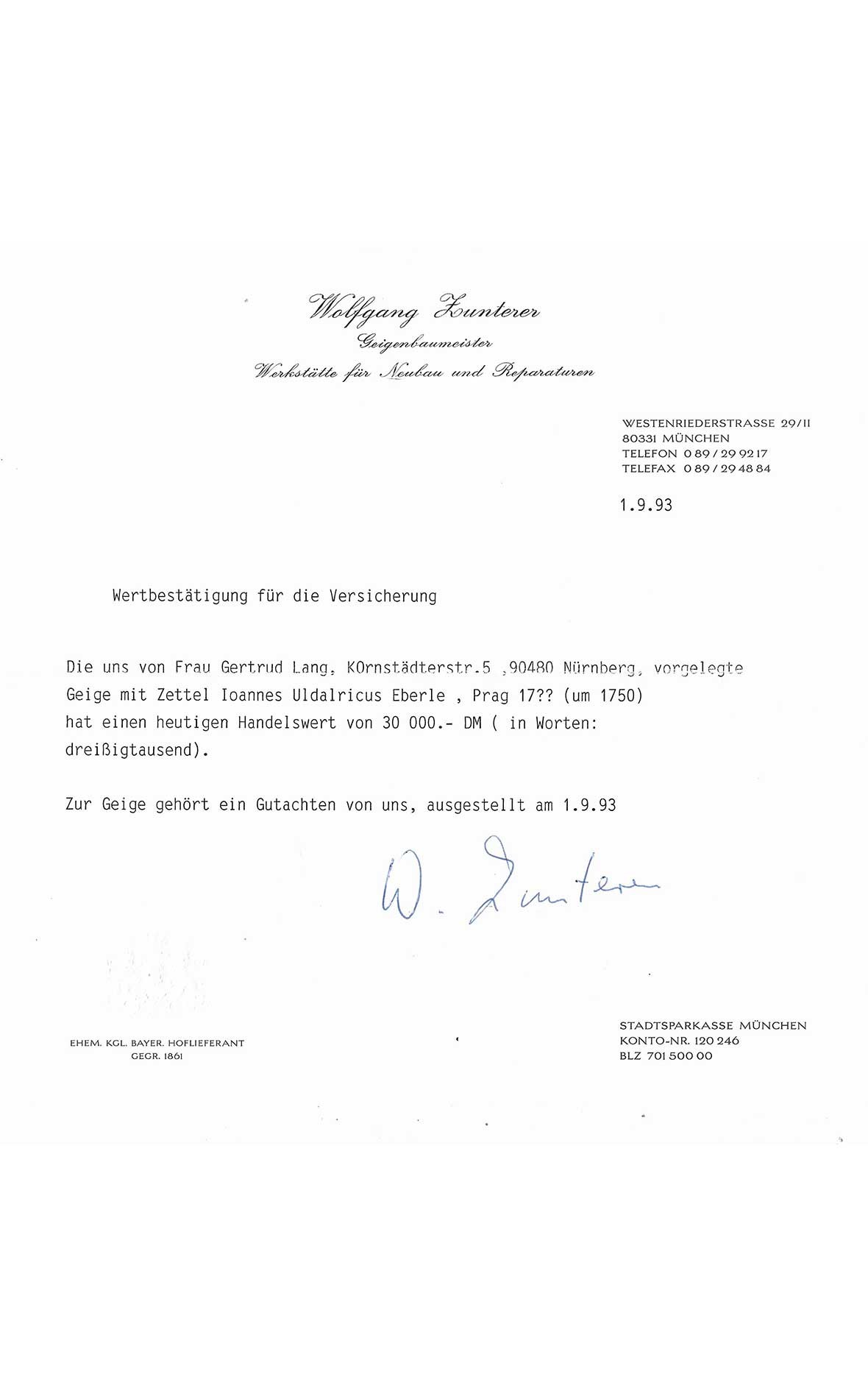 Johann Ulrich Eberle - fine Prague violin from around 1750