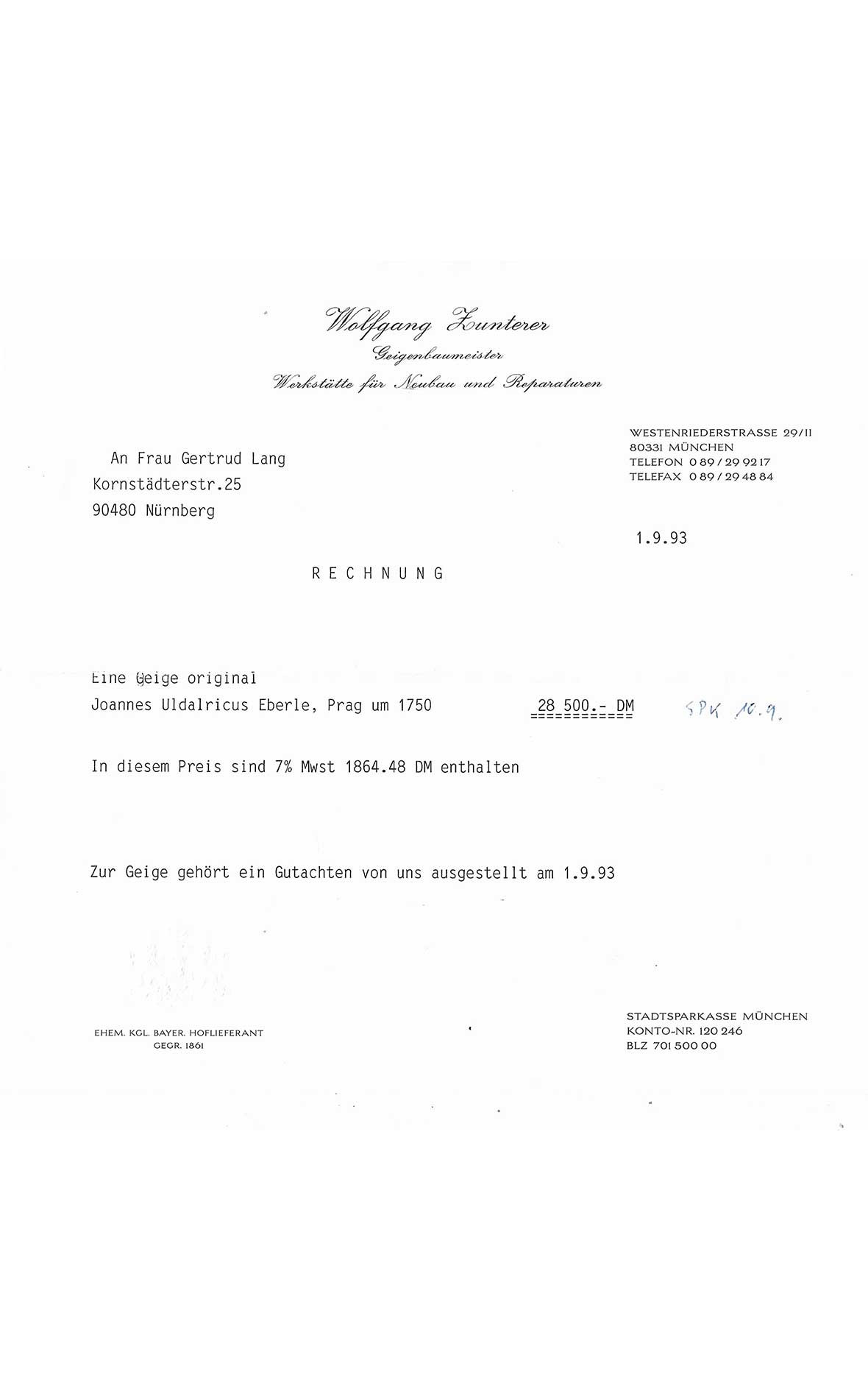 Johann Ulrich Eberle - fine Prague violin from around 1750