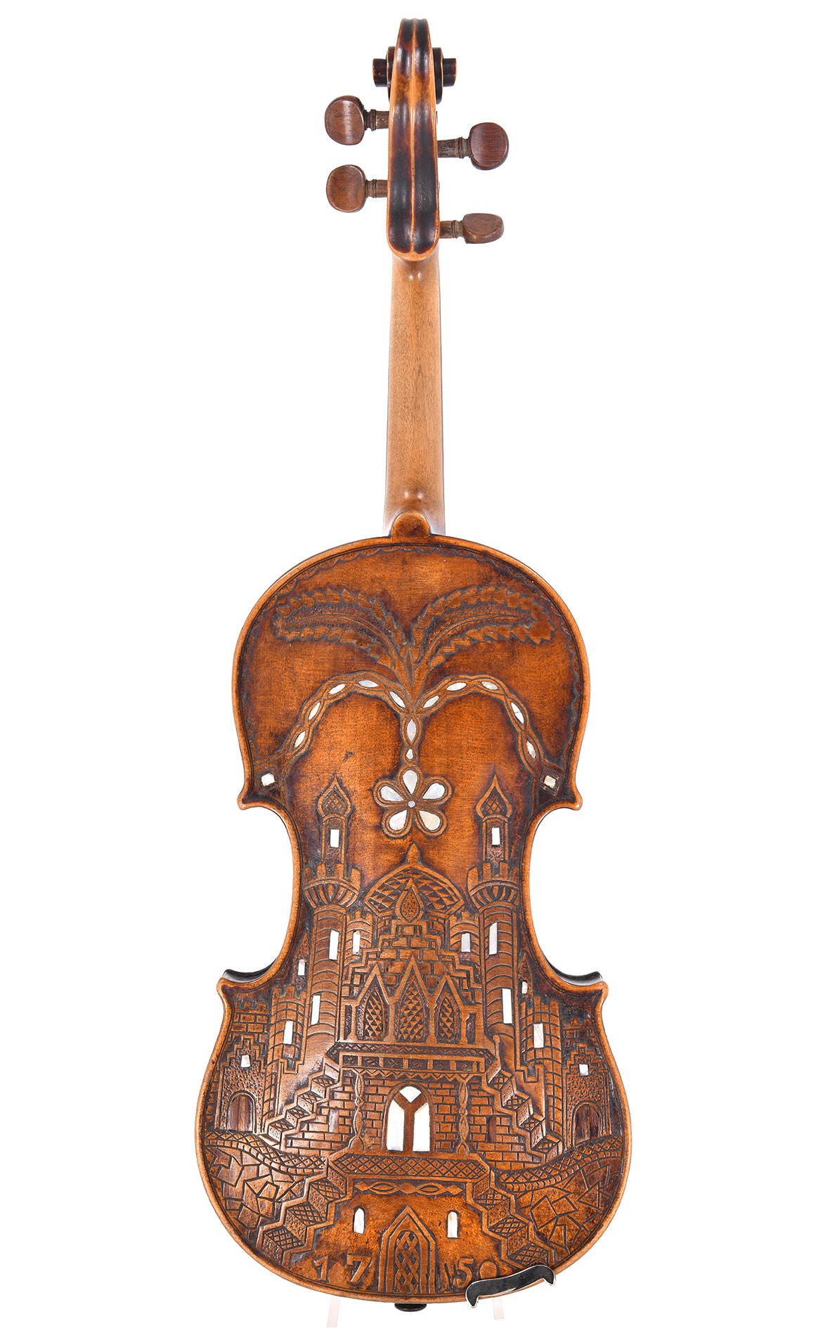 Beau vieux violon français de Mirecourt, sculpté vers 1900