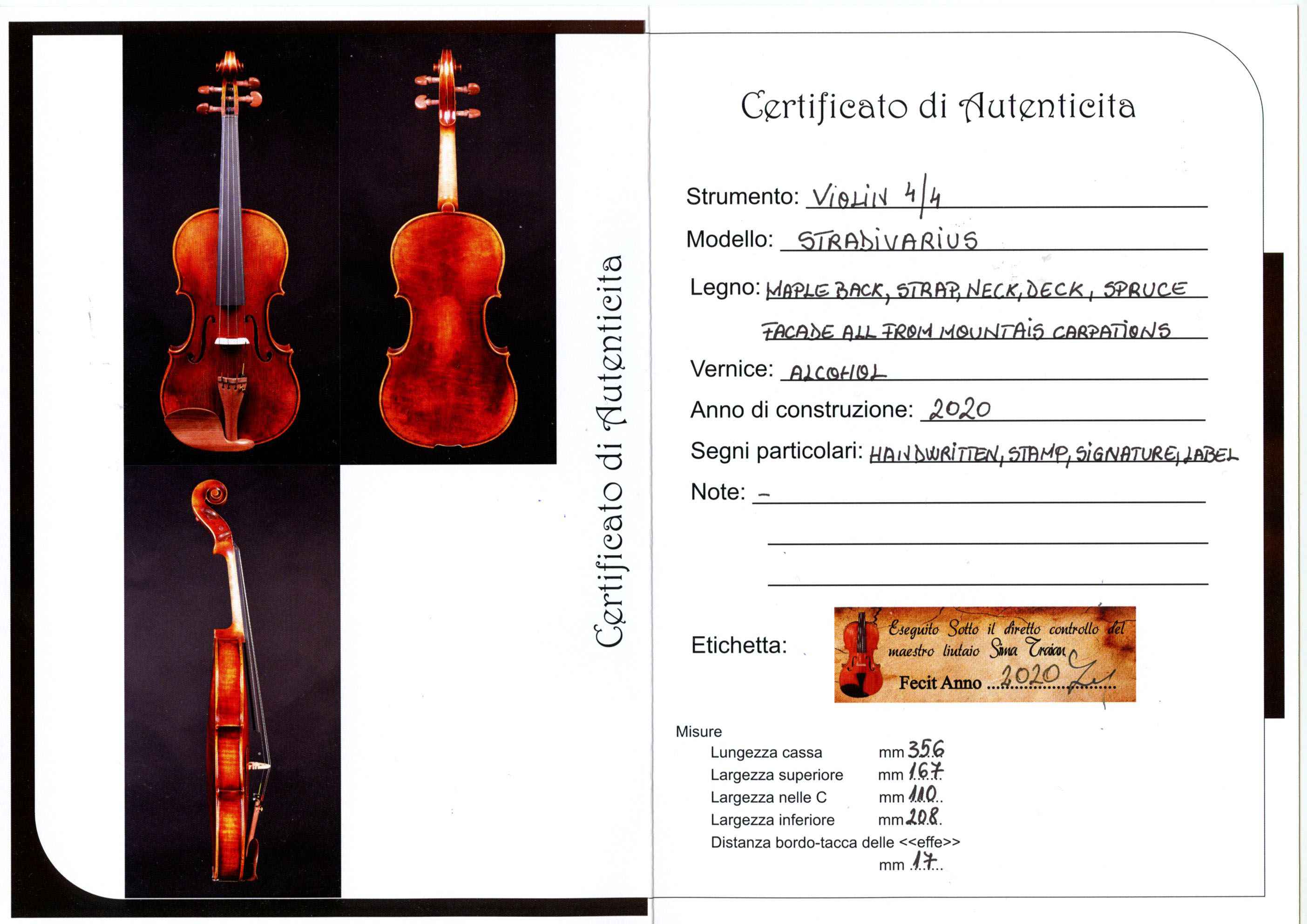 Master violin by Traian Sima