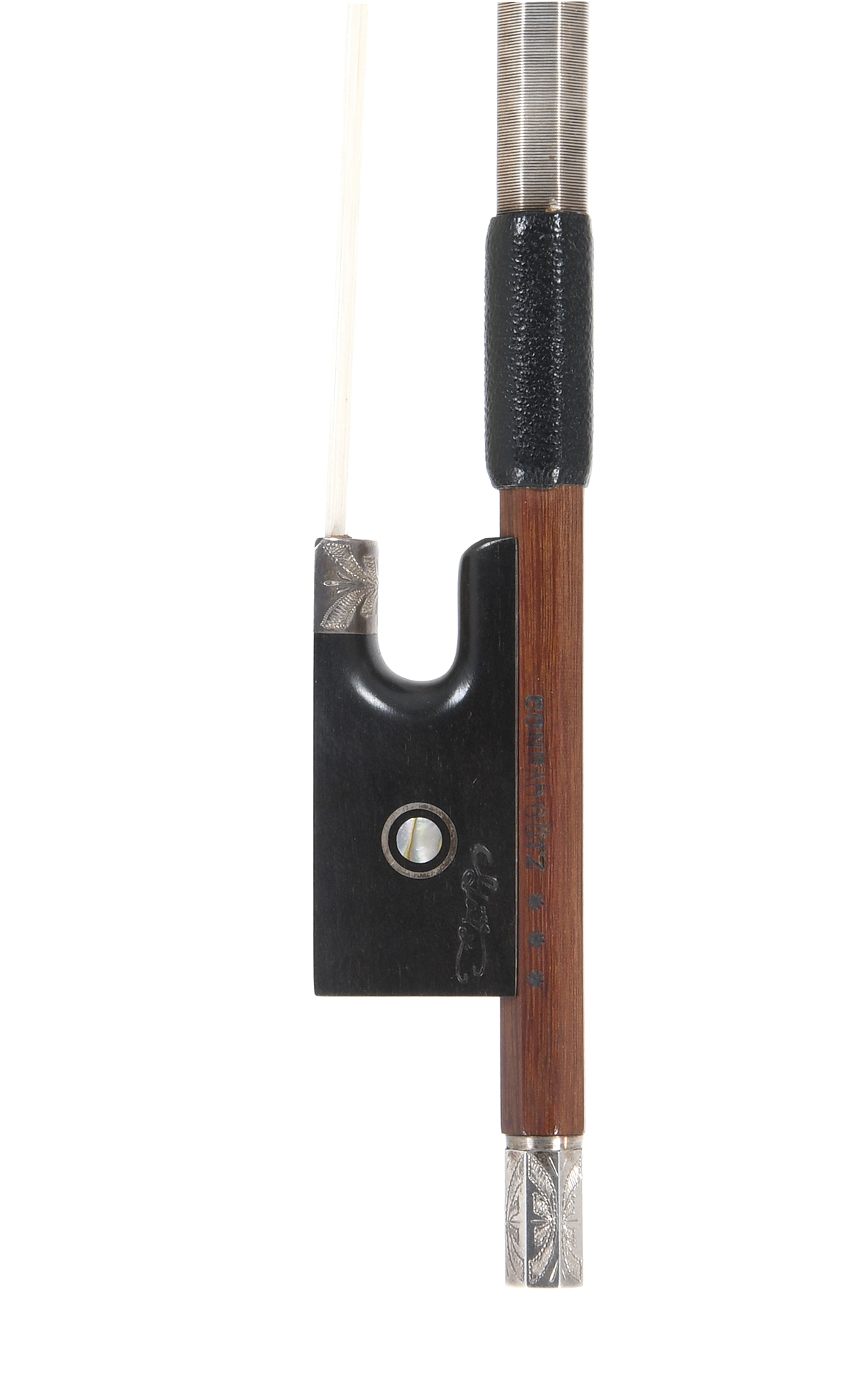 Conrad Götz, German violin bow c1970/1980 with silver engravings