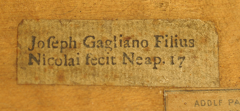 Violin label by Giuseppe Gagliano