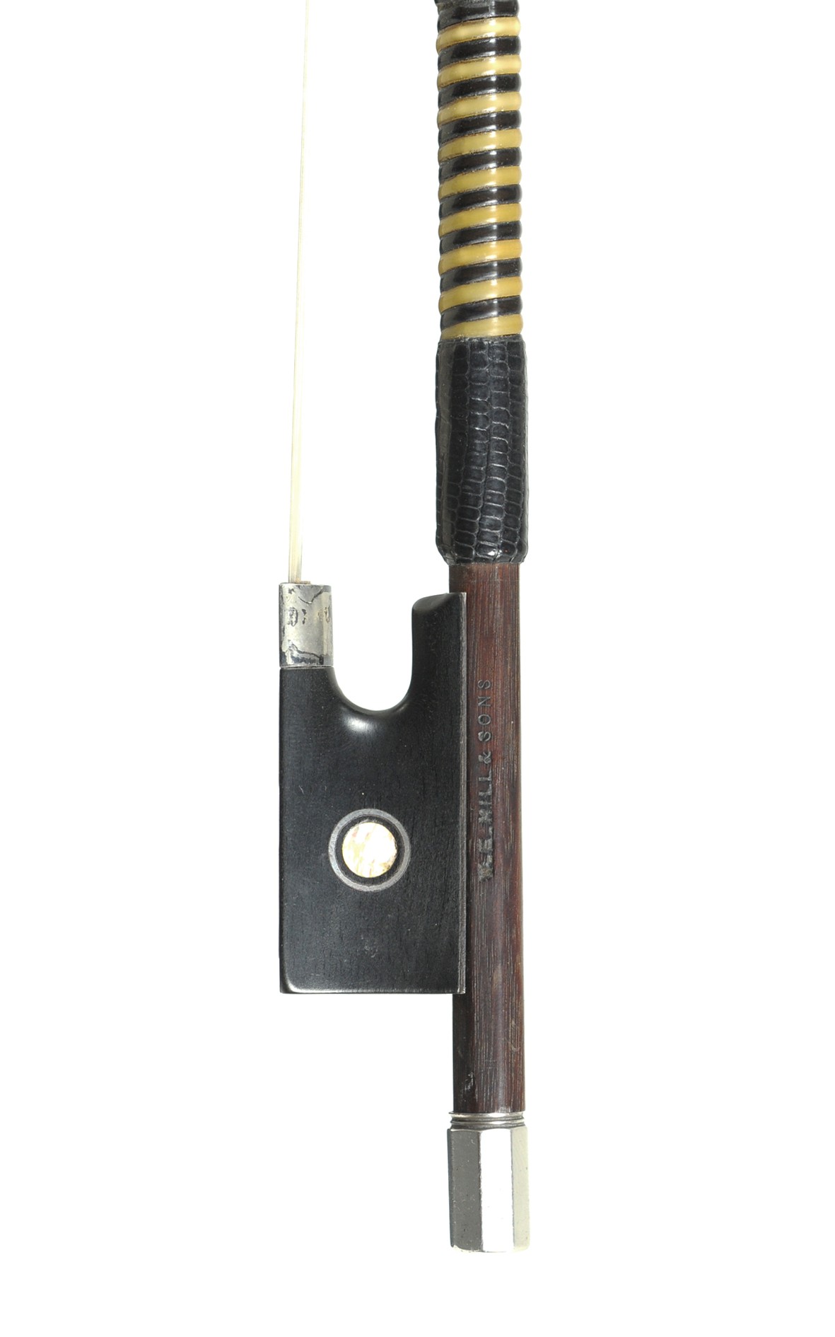 Fine English violin bow, probably Samuel Allen at W.E. Hill & Sons - frog