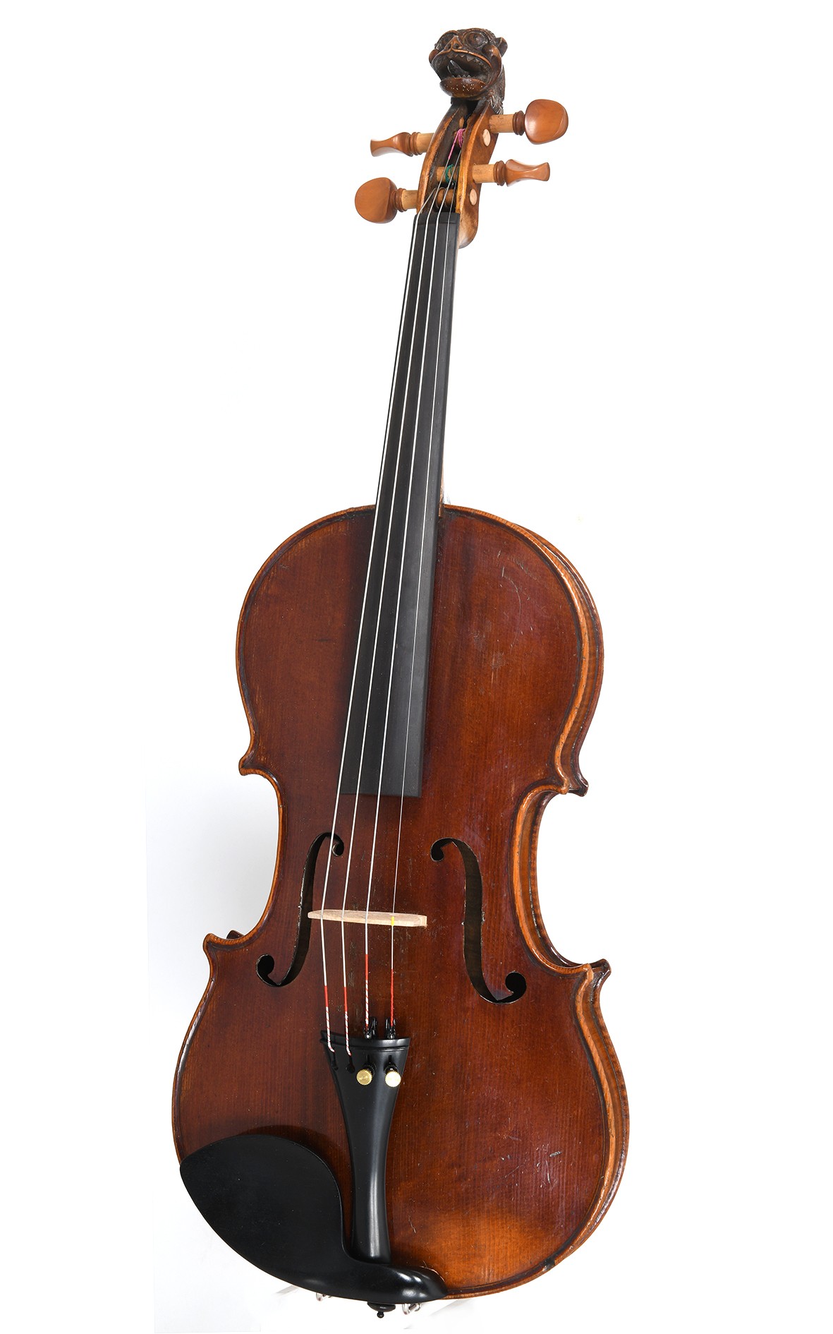 Violín antiguo con cabeza de león, Francia, hacia 1830