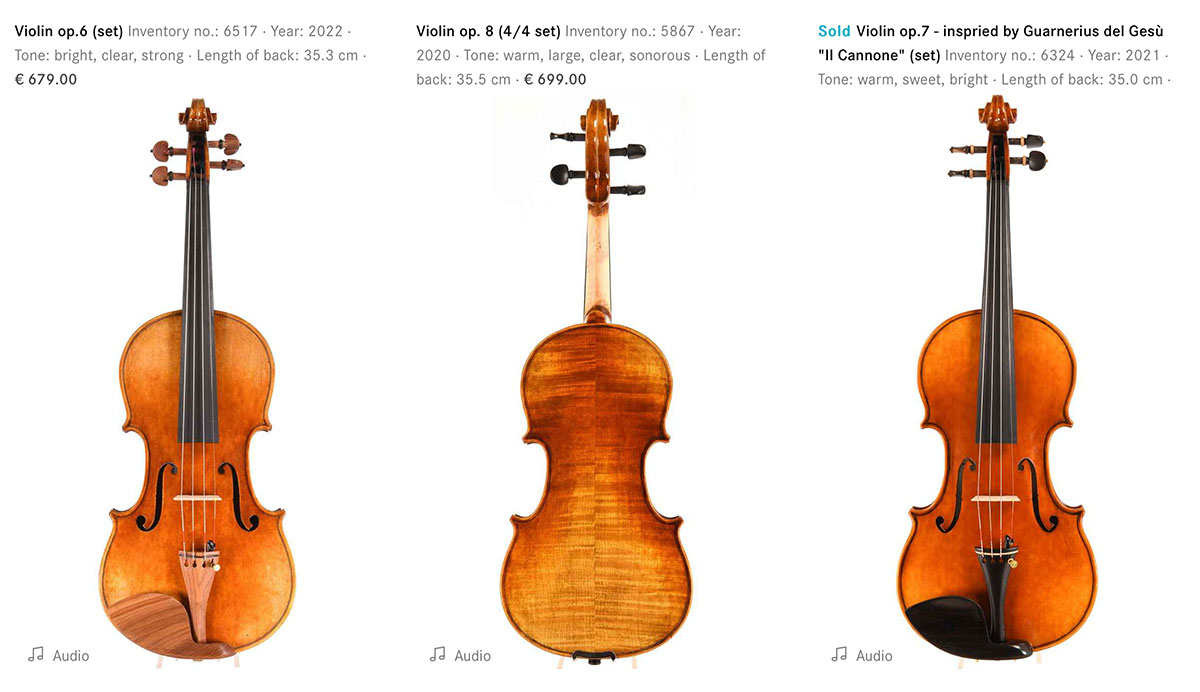 Prices of new violins under $1,000