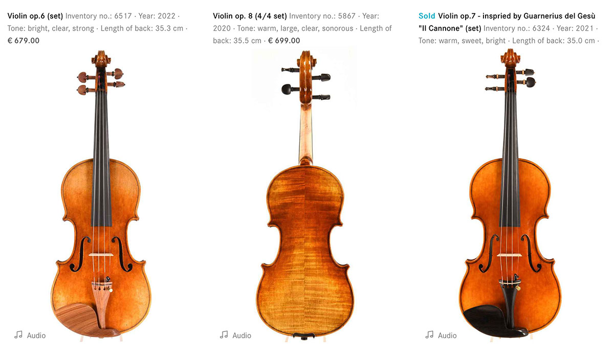 Prices of new violins under GBP 1,000