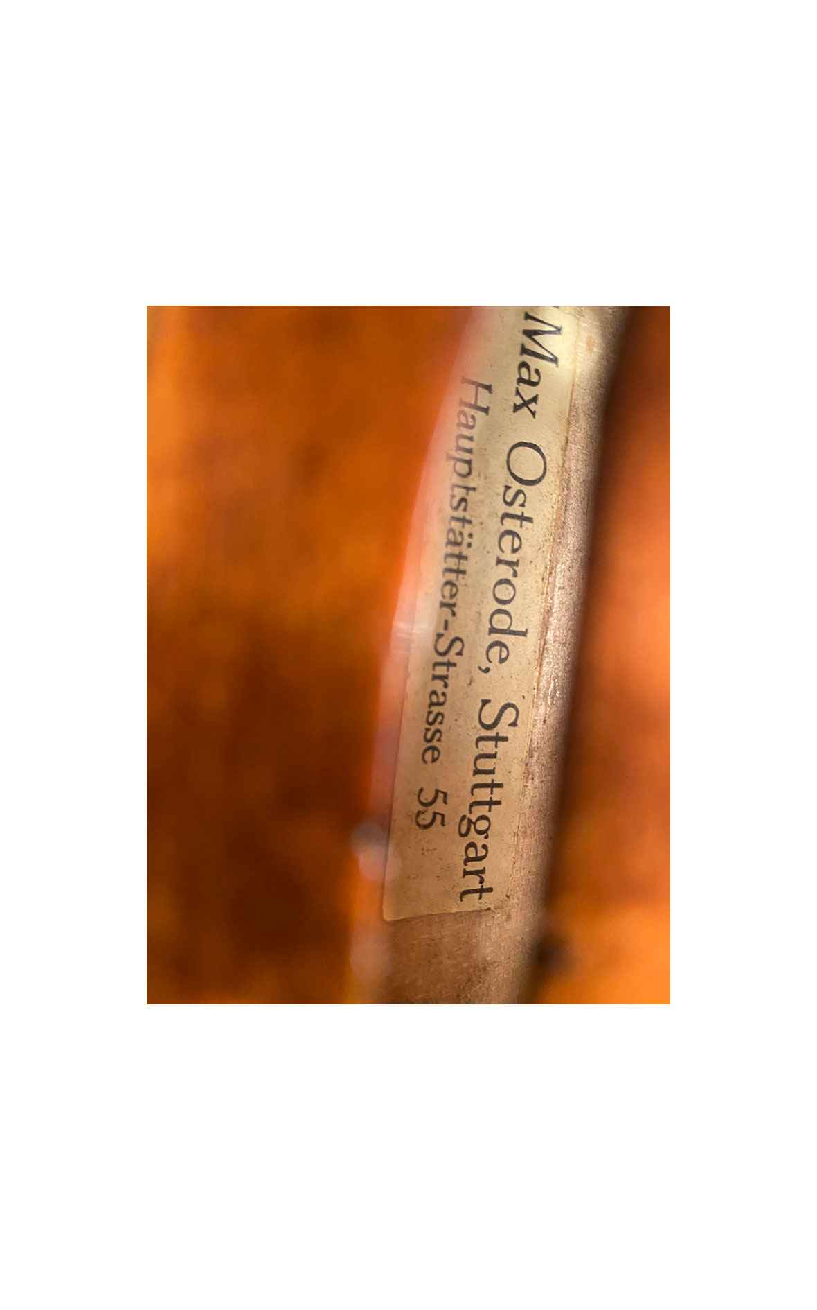 Antique German Stuttgart violin by Max Osterode, 1915 no. 23